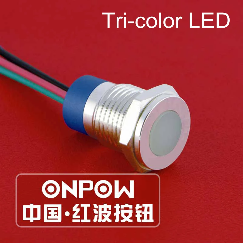 ONPOW 12 мм Водонепроницаемая IP67 плоская Трехцветная RGB лампа 6 в В 24 светодиодная