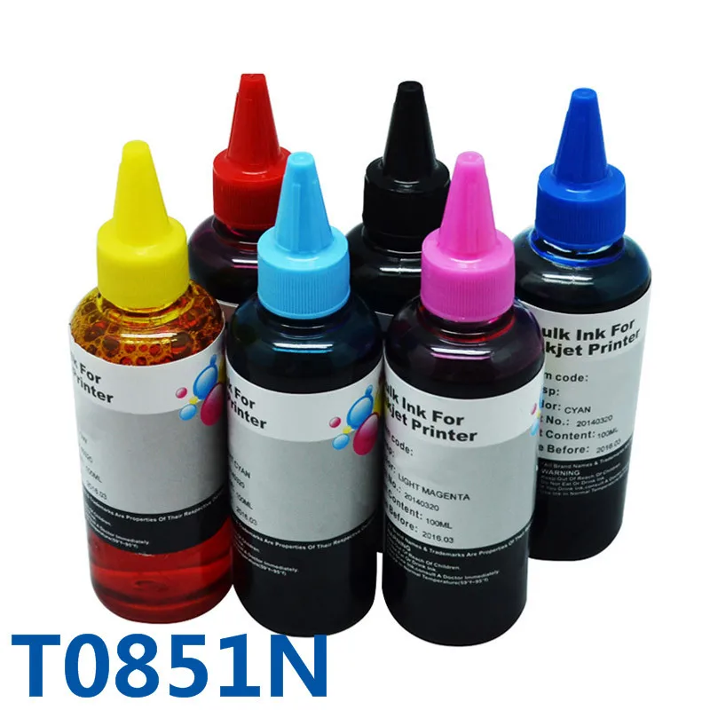 

600ml T0851N/T0851 Bulk Ink Dye base Refill Ink For Inkjet Printer For Epson Stylus T60 Stylus Photo 1390 Printer Ink Refill
