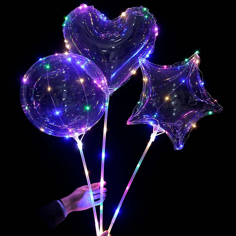 

10pcs BOBO globos led balloon light heart Star Tree helium balloons wedding birthday party decorations Ballon 20Inch