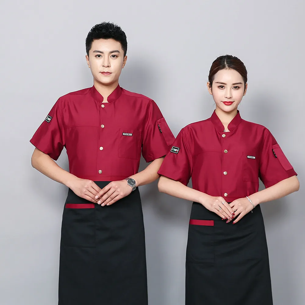 Разноцветная однобортная рабочая одежда для шеф повара Мужская кухонная форма