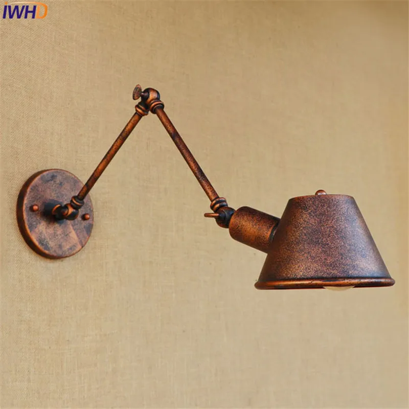 IWHD Золотой винтажный светодиодный настенный светильник под старину Wandlamp Ретро Свинг настенная лампа с длинным кронштейном Эдисона настенное бра Лофт промышленный стиль