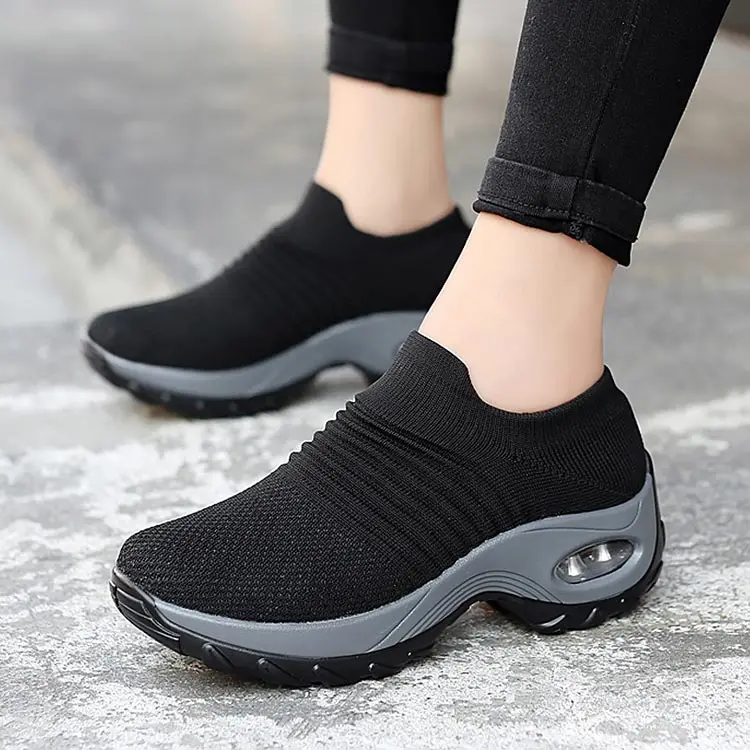 Fashion round toe wedges breathable mesh shoes woman new mixed color comfortable sports mother sneakers women summer shoes