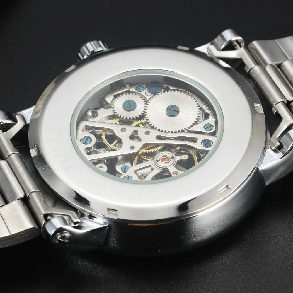 Часы наручные WINNER Мужские механические модные роскошные брендовые с серебристым