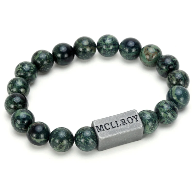 Mcllroy Бусы из натурального камня браслет для мужчин ручная работа нержавеющая