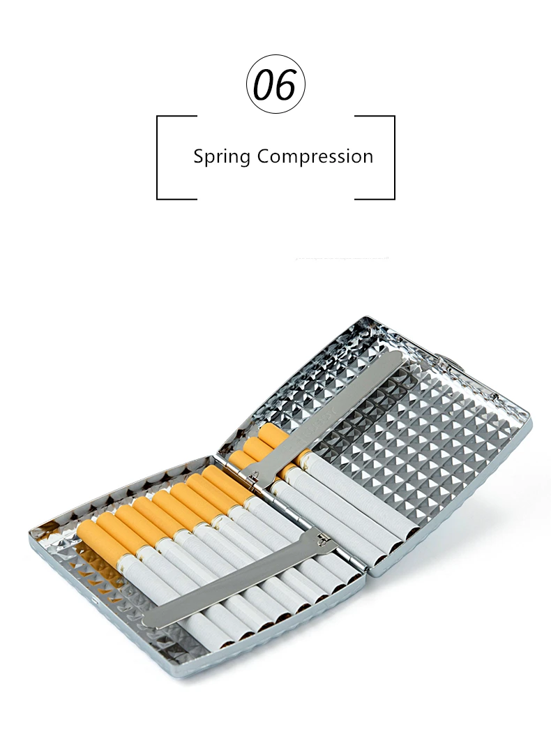 Bright Chrome Irregular Embossed Version 20 Pcs High-end Stainless Steel Boutique Cigarette Case Box KUBOY Slim Gift