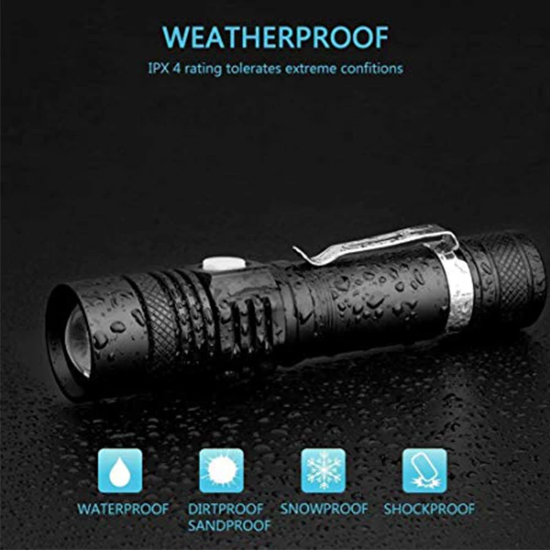 T6/L2/V6 светодиодный фонарик Мощный USB тактический фонарь с регулируемым зумом 18650