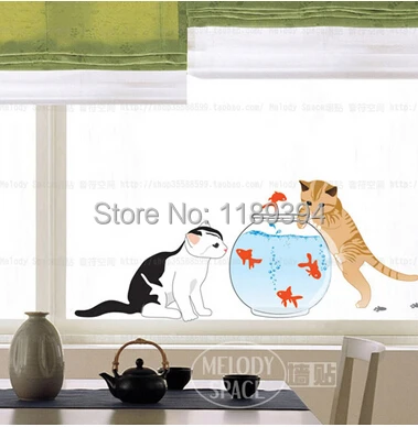 Cat catch fish Home room Decor Removable Wall Sticker/Decal/Decoration | Дом и сад