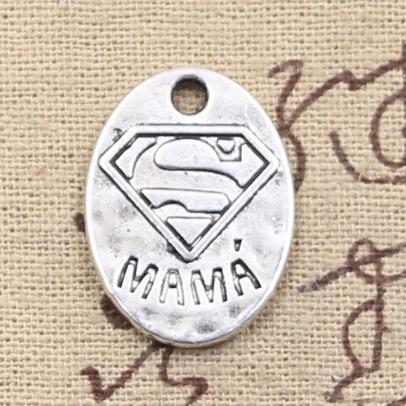 5 шт. Подвески Super Mama 25x18 мм подвеска для изготовления в античном стиле цвет