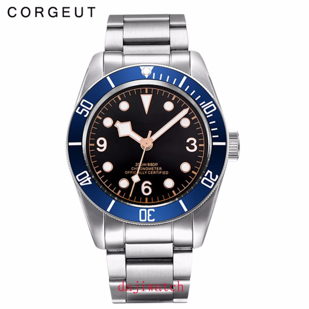 Corgeut41 роскошные механические часы светящийся Сапфир Мужские автоматические