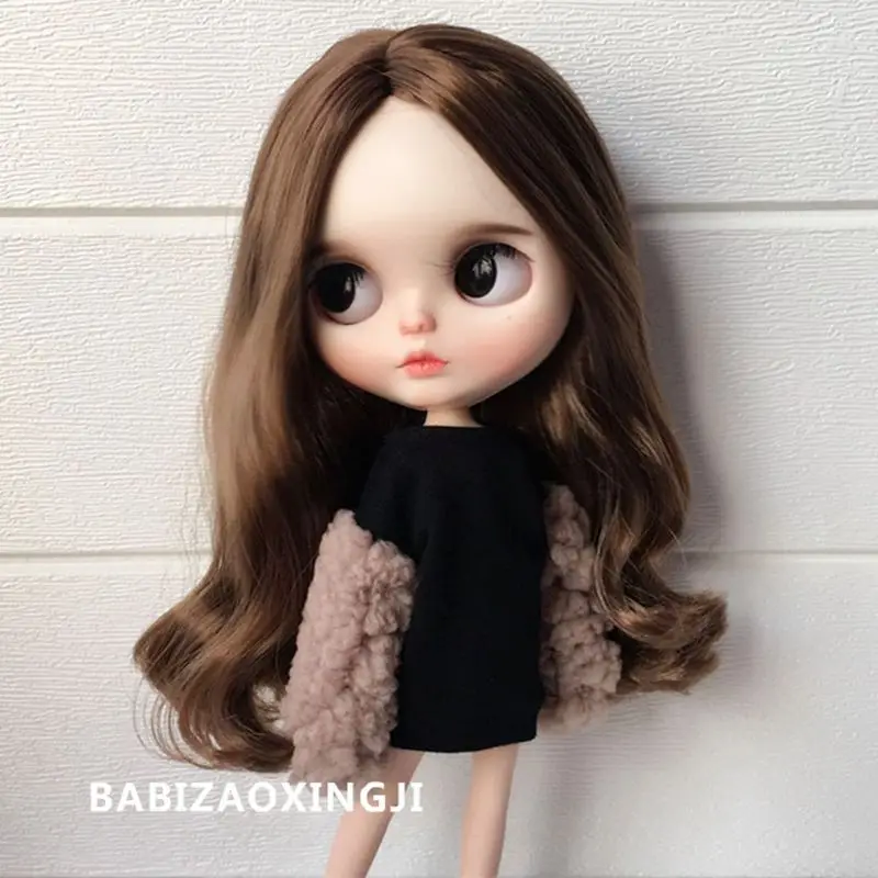 4 цвета Мода 1/6 Blyth одежда мех флис платье для Barbi Blyth девушка рубашка 1/6 bjd кукла аксессуары - Цвет: brown