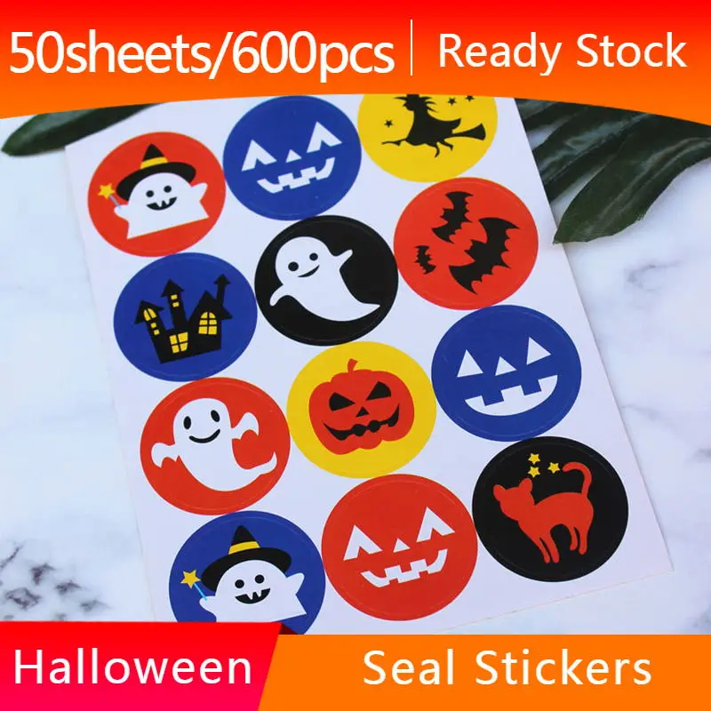3 см Хэллоуин тыква призрак круглый декоративная клейкая лента упаковочные