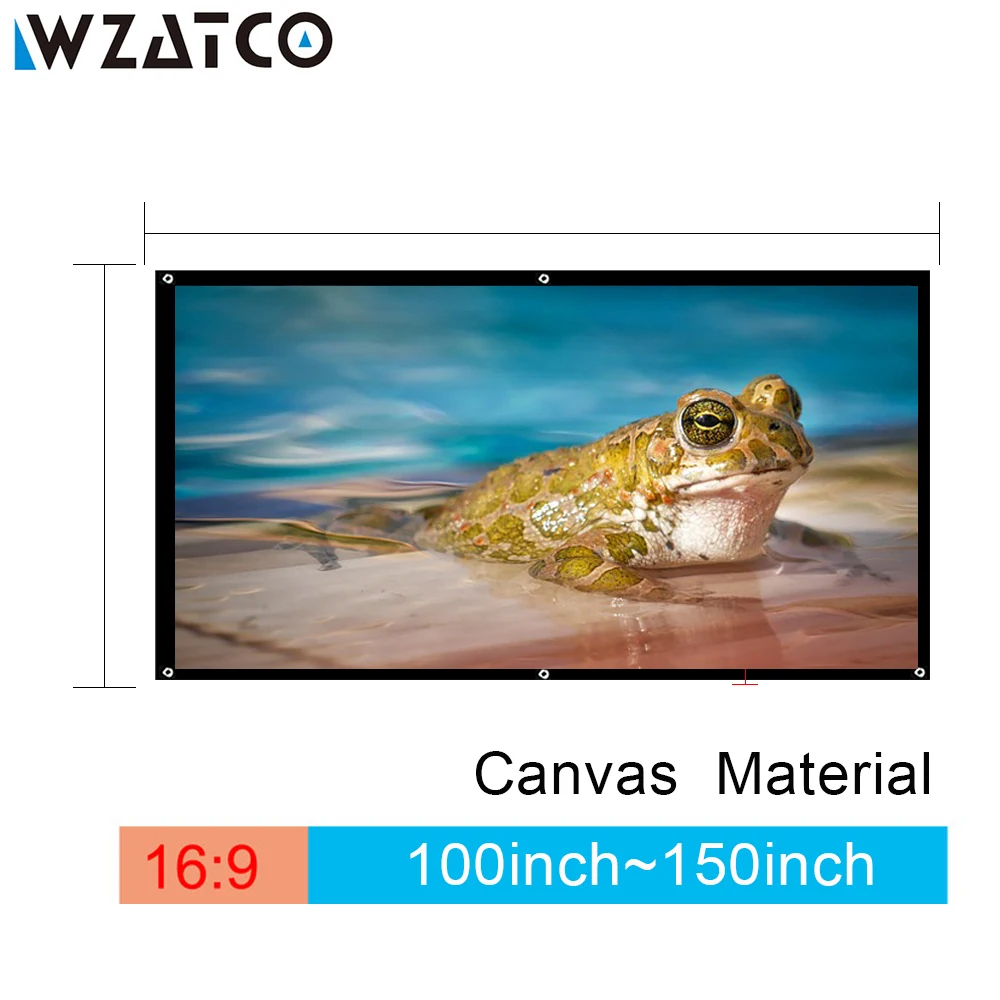 WZATCO 100 дюймов/120 дюймов/150 дюймов 16:9 проекционный экран холст фильм складной HD Проекционный экран для SONY BenQ DLP светодиодный проектор