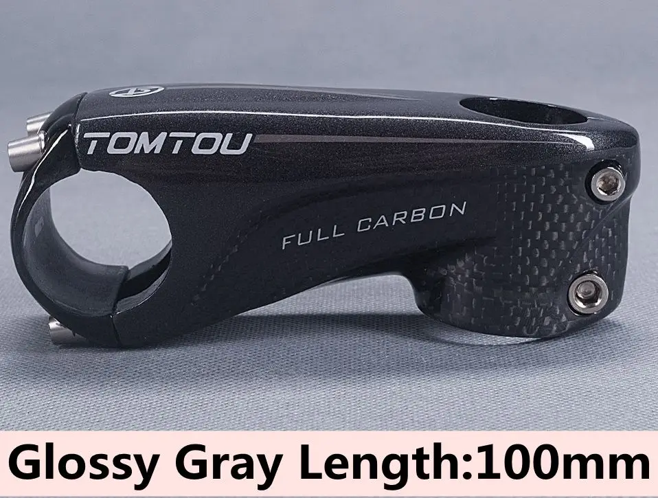 Glossy Gray 100mm Новое поступление TOMTOU сверхлегкий полный 3k из углеродного волокна, шоссейный велосипед стволовых 6 градусов 80/90/100/110 мм горный велосипед Запчасти 145 г - Цвет: Glossy Gray 100mm