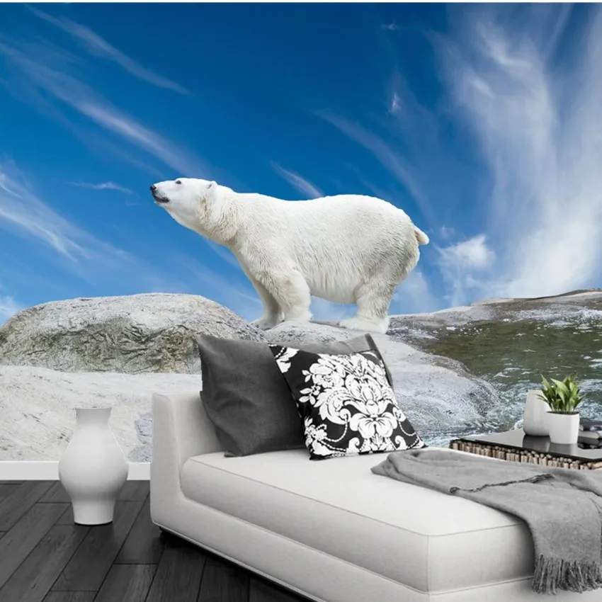 Пользовательские 3D росписи медведи полярное небо Животные Природа papel де parede