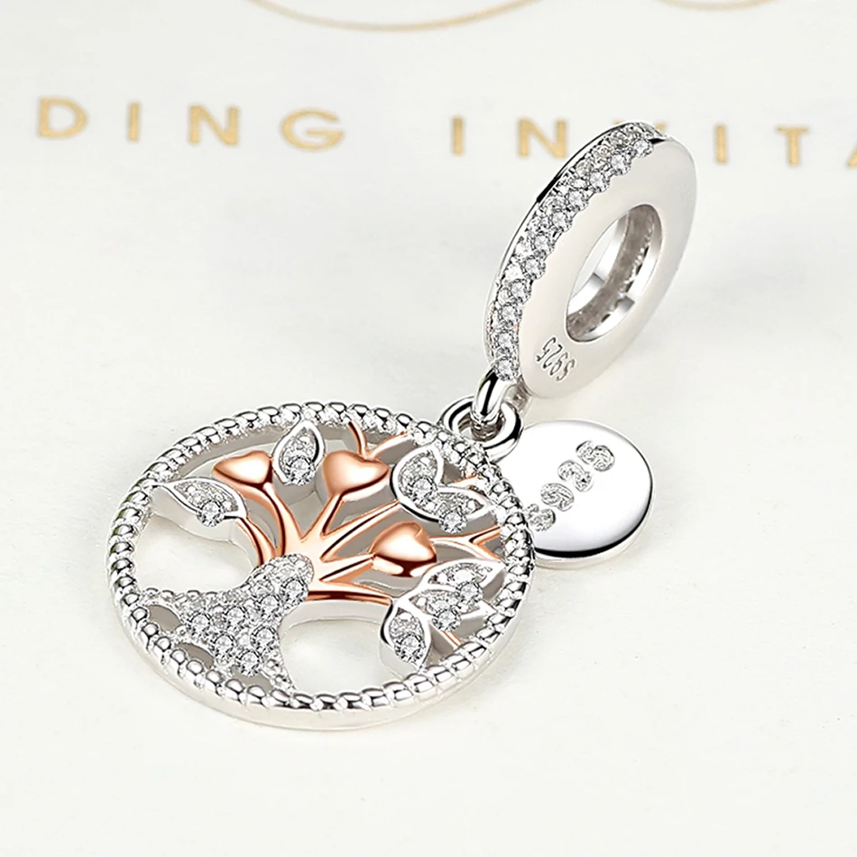 Шарм подвеска из серебра 925 пробы с кристаллами|charmed family tree|charms familysilver beads |