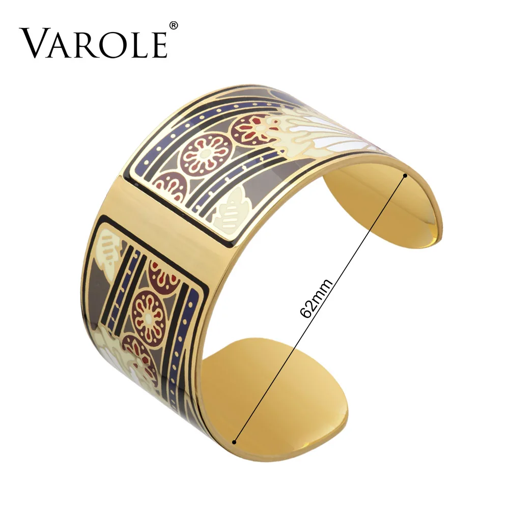 Small Size 62mm VAROLE, романтичный цветок, золотой, цветной, медный браслет и браслеты, браслет для женщин, Браслет-манжета, Pulseiras, ювелирные изделия из эмали - Окраска металла: Small Size 62mm