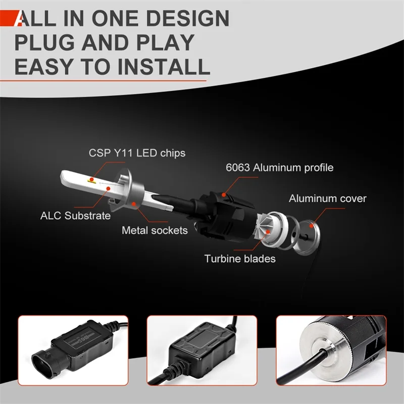 Супер тонкий светодиодный головной светильник Conversion Kit H1 H4 H7 H8 H9 H11 9005 HB3 9006 HB4 белый