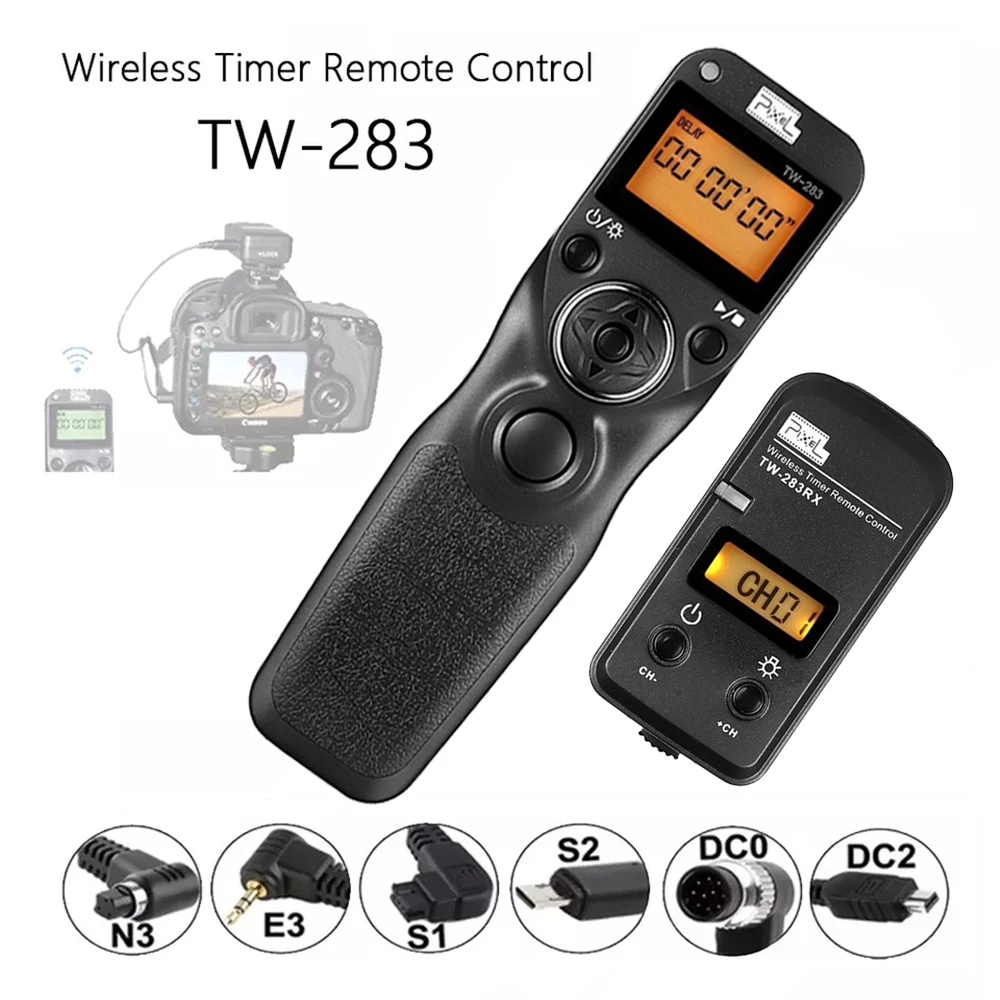Pixel TW-283 беспроводной Таймер дистанционного управления спуском затвора(DC0 DC2 N3 E3 S1 S2) кабель для Canon Nikon sony камеры TW283 VS RC-6