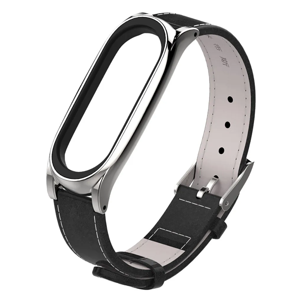 Металлический ремешок для наручных часов Xiaomi Mi Band 4 деловой кожаный смарт браслет