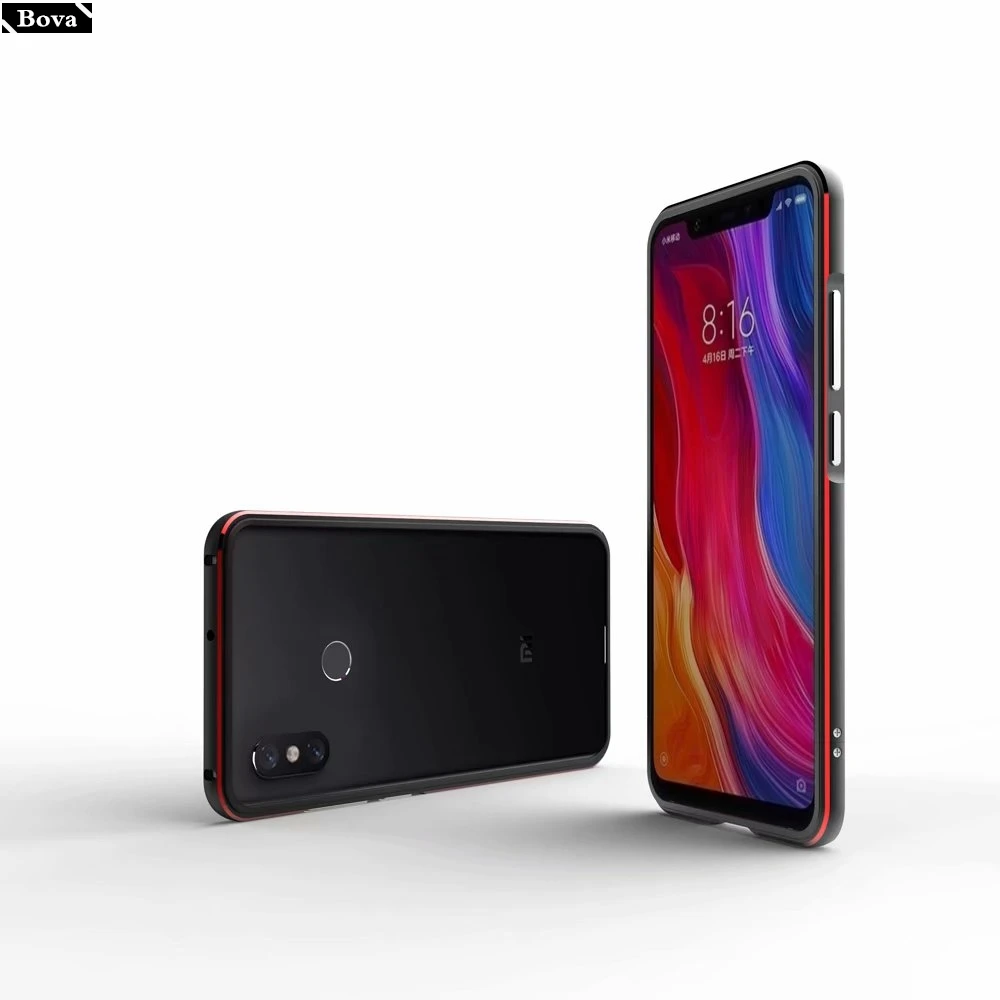 for fundas Xiaomi Mi8 Case Luxury Deluxe Ultra Thin aluminum Bumper For Xiaomi Mi8 6.21" Case+ 2 Film(1 Front+1 Rear