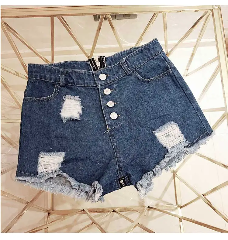 Для женщин летние модные панк Мини-джинсы, шорты сзади молния мотня пикантные рваные модные шорты из денима уличная Высокая Талия Трусики женские