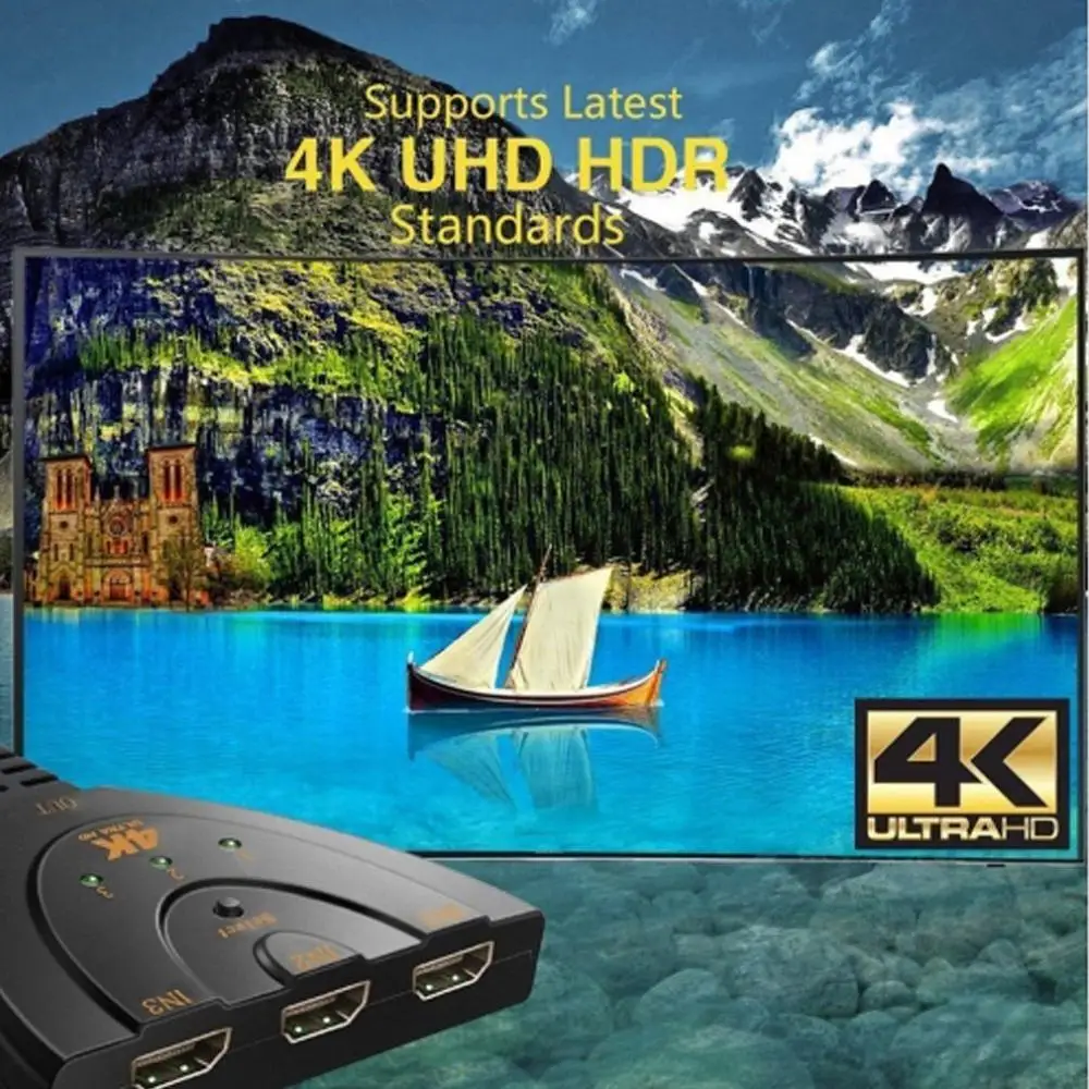 Мини 3 Порты и разъёмы Переходник HDMI разветвитель Кабель 1.4b 4K * 2K 1080P переключатель