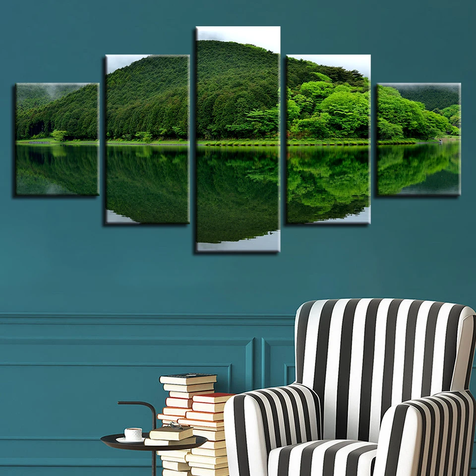 Каркасные работы HD Печать картины декор комнаты 5 шт. зеленые горные озера