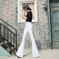 spring and autumn fashion casual brand plus size mid waist female women girls stretch flare pants jeans clothes 79443