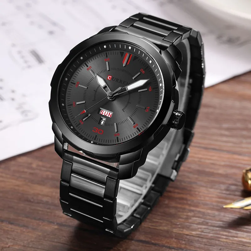 Curren 8266 Мужские кварцевые часы мужские брендовые роскошные черные