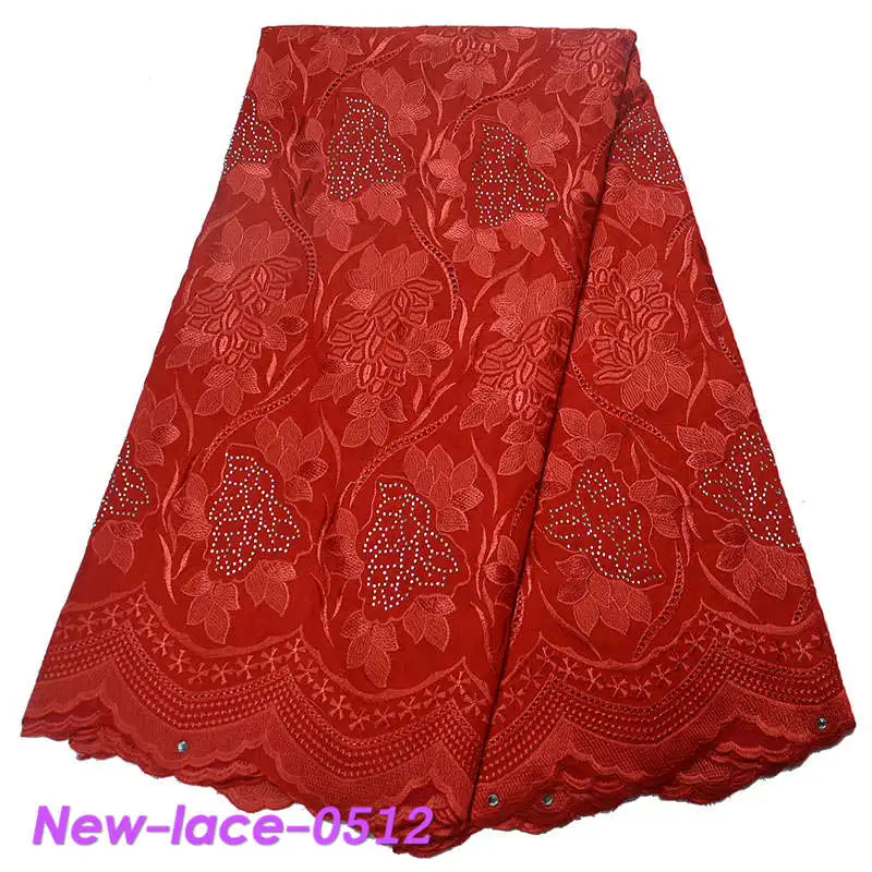 Хлопок кружевной ткани Высокое качество швейцарская вуаль кружева с камнями 2019