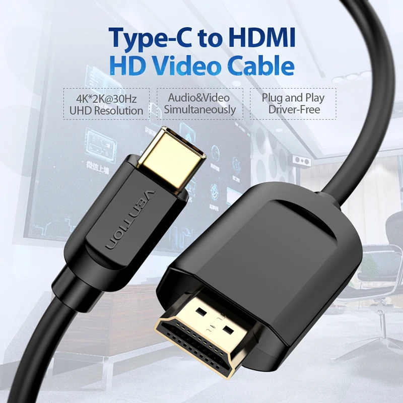 Vention USB C HDMI 4 к Тип Кабель адаптер для huawei P20 mate 10 Macbook Pro воздушный iPad Thunderbolt 3|Кабели