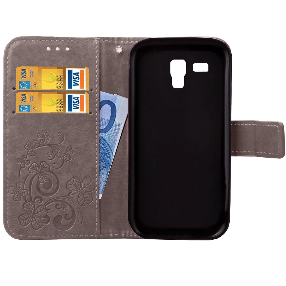 Роскошный кожаный чехол бумажник с откидной крышкой для Samsung Galaxy S Duos GT S7562 7562 Trend