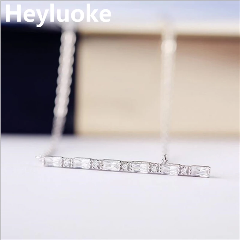 HEYLUOKE Новая коллекция 100% бамбуковых кулонов с фианитами в форме бар модные