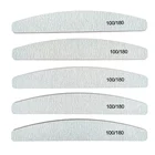 Пилка для ногтей, 5 шт., 100180, тонкая серая наждачная бумага для ногтей, пилочки для маникюра и педикюра, полулунообразный изогнутый инструмент для дизайна ногтей