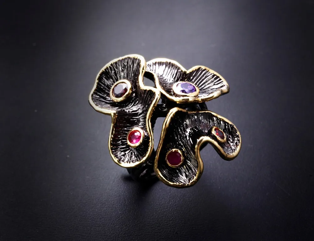 DC1989 Special New Colors Rings For Women Flower Engagement Ring Gold& Black Plated Environmental Friendly Material Lead Free