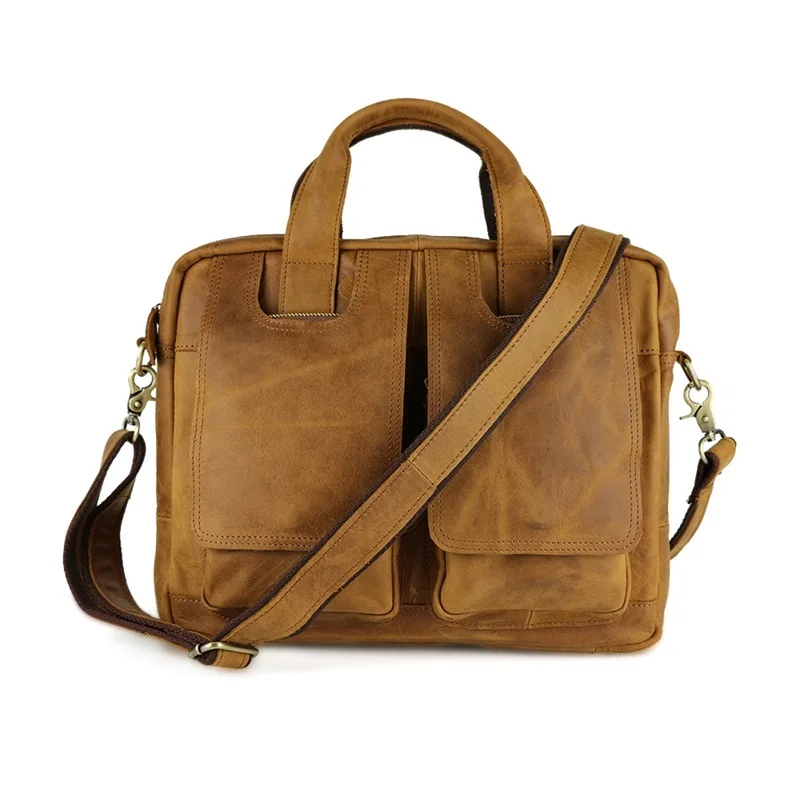 100% Genuine Leather Men Bags Crazy horse Man Handbags Laptop Business Bag Casual Shoulder Messenger Briefcase | Багаж и сумки