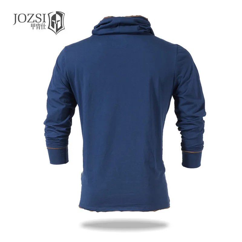 JOZSI out door High niecked Повседневная мужская футболка 100% хлопок с длинным рукавом для