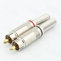 10pcslot high quality gold plated rca plug welding av connector lotus wiring
