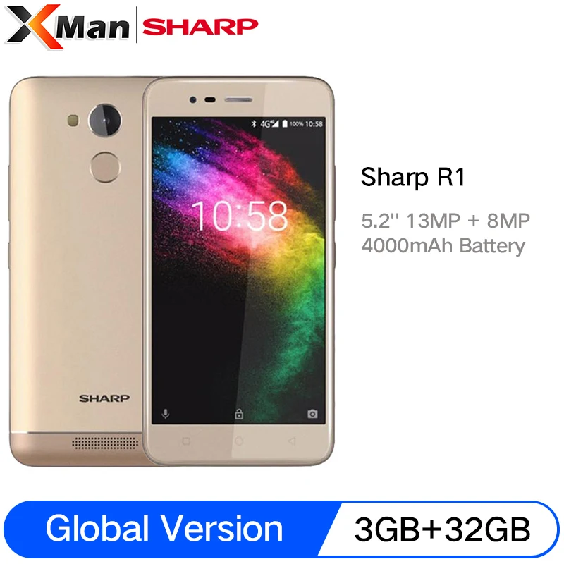 Смартфон SHARP R1 4G LTE с глобальной версией 3 ГБ ОЗУ 32 Гб ПЗУ 16:9 5 2 дюйма 4000 мАч