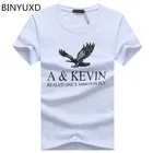 BINYUXD 2022 летняя модная новая брендовая короткая мужская футболка с принтом орла качественная хлопковая модная свободная Мужская футболка с круглым вырезом мужские футболки