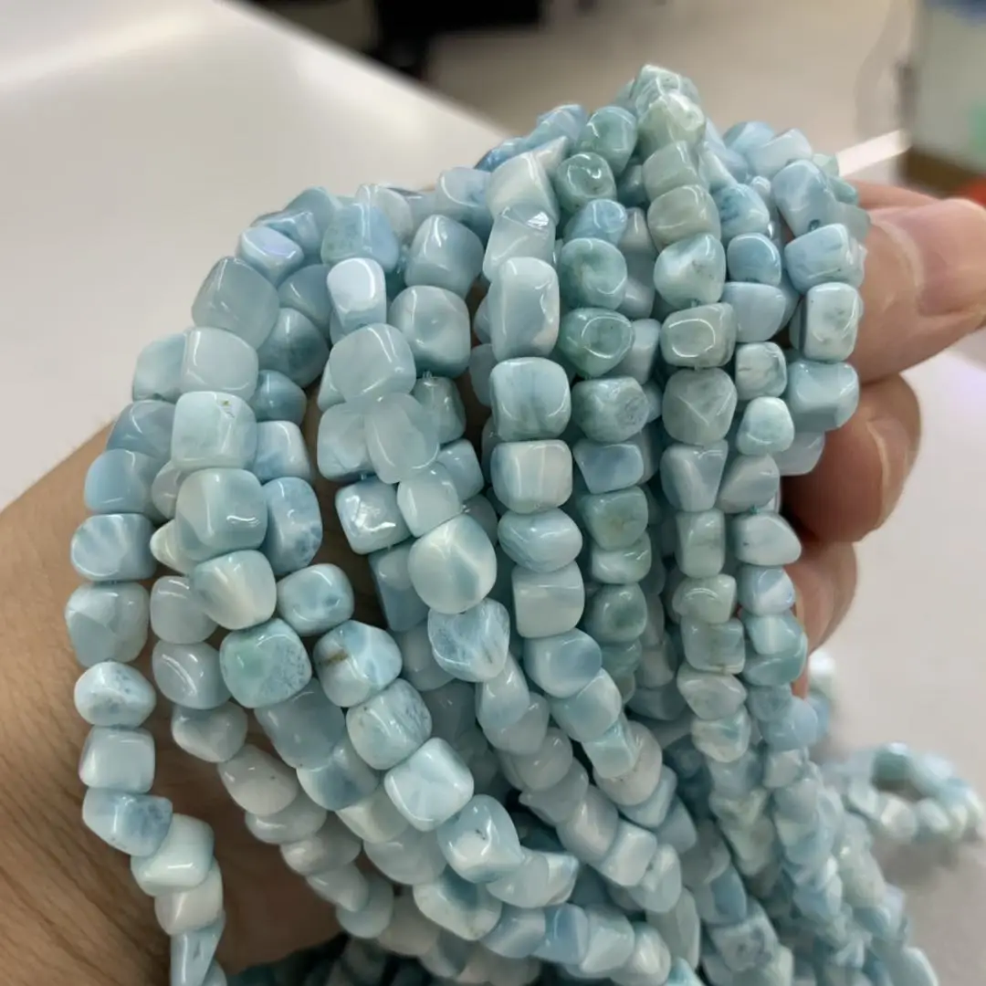 

6-7mm natural larimar stone beads natural gemstone beads for jewelry making strand 15" wholesale !