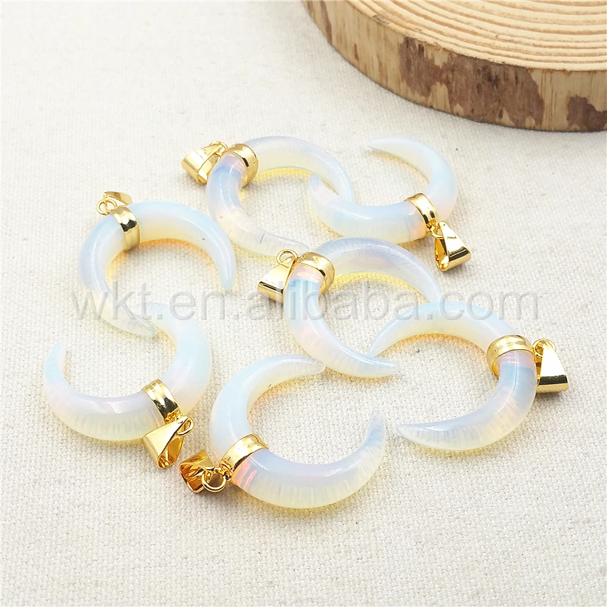 WT-P986 оптовая продажа изумительный натуральный полумесяц опал кулон красивый 10*35