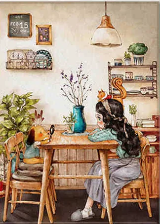 afternoon tea QIANZEHUI Рукоделие, сделай сам напечатанный крестиком, наборы для вышивания набор милая девочка, послеобеденный чай полная вышивка крестиком - Цвет: afternoon tea