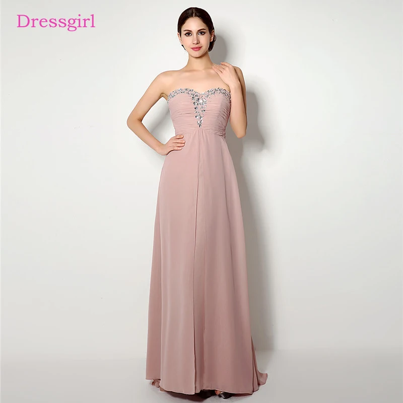 

Prom Dresses A-line Sweetheart Floor Length Chiffon Crystals Long Women Prom Gown Evening Dresses Robe De Soiree