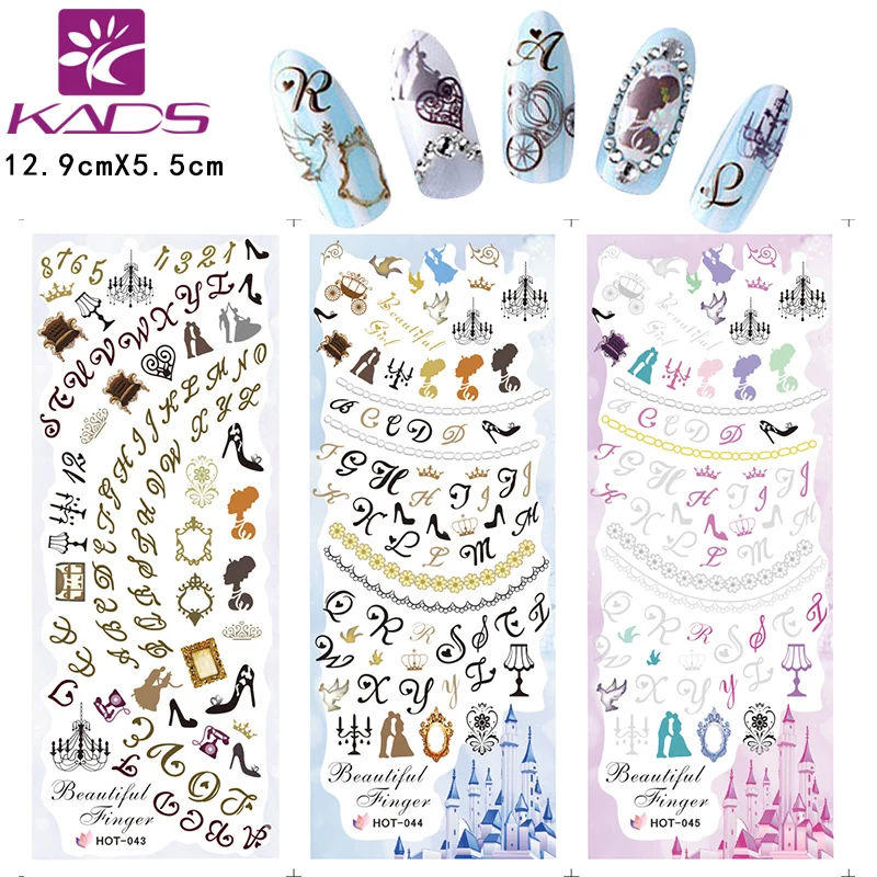 

3sheet/set HOT043-045 Decorative design Water decal Nail Sticker Letter design nail sticker For nail accessories&nail tool