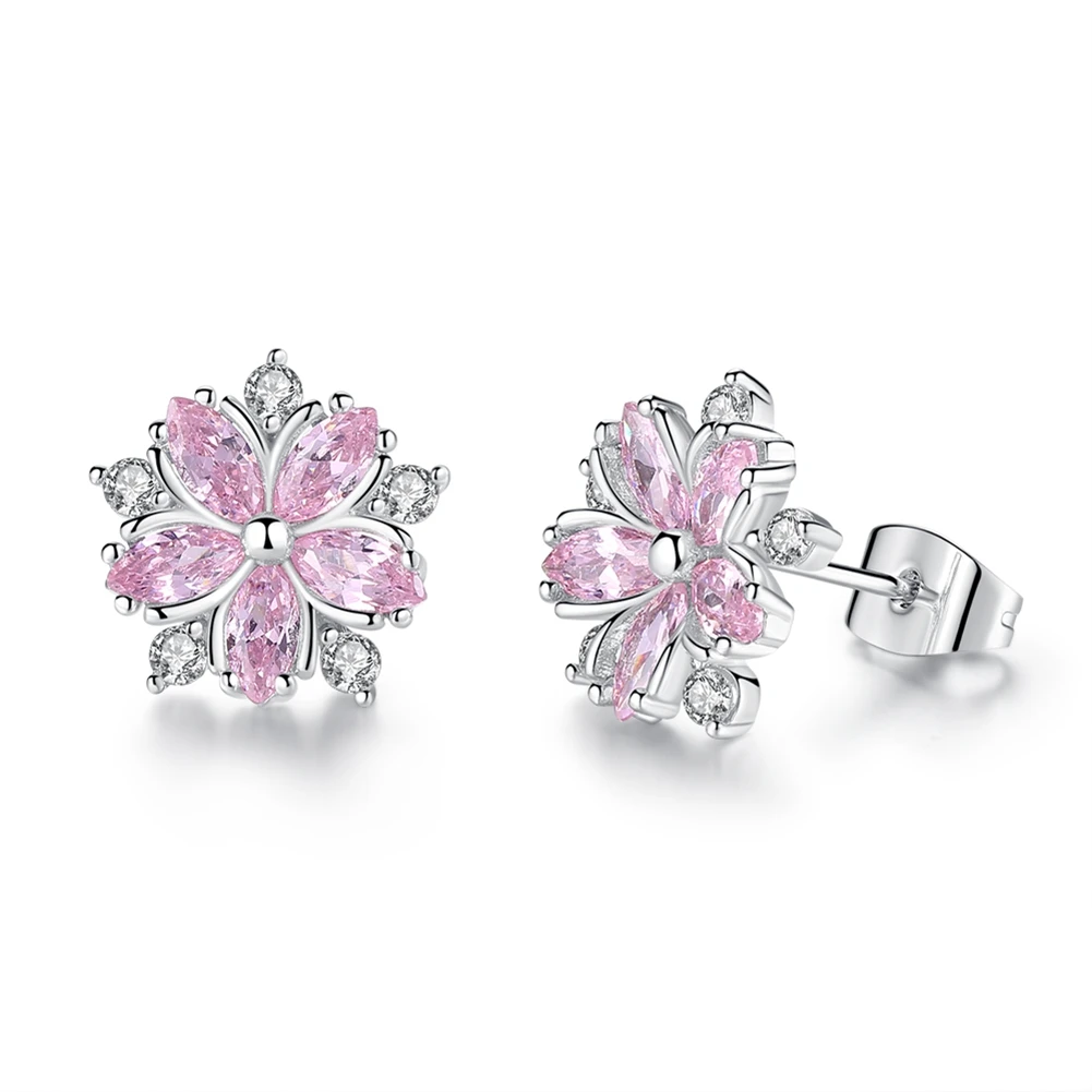Silver Earrings for women New Fashion Jewelry pink flower Plated earrings IGXQTYHB | Украшения и аксессуары