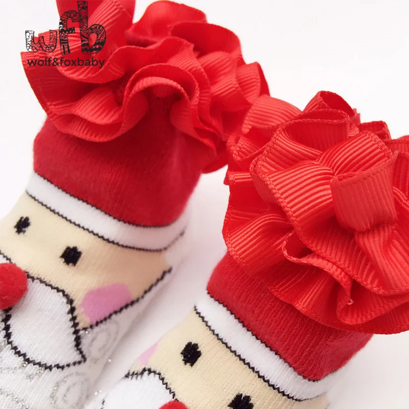 Розничная продажа кружевные носки для маленьких девочек на Рождество с От 0 до 2