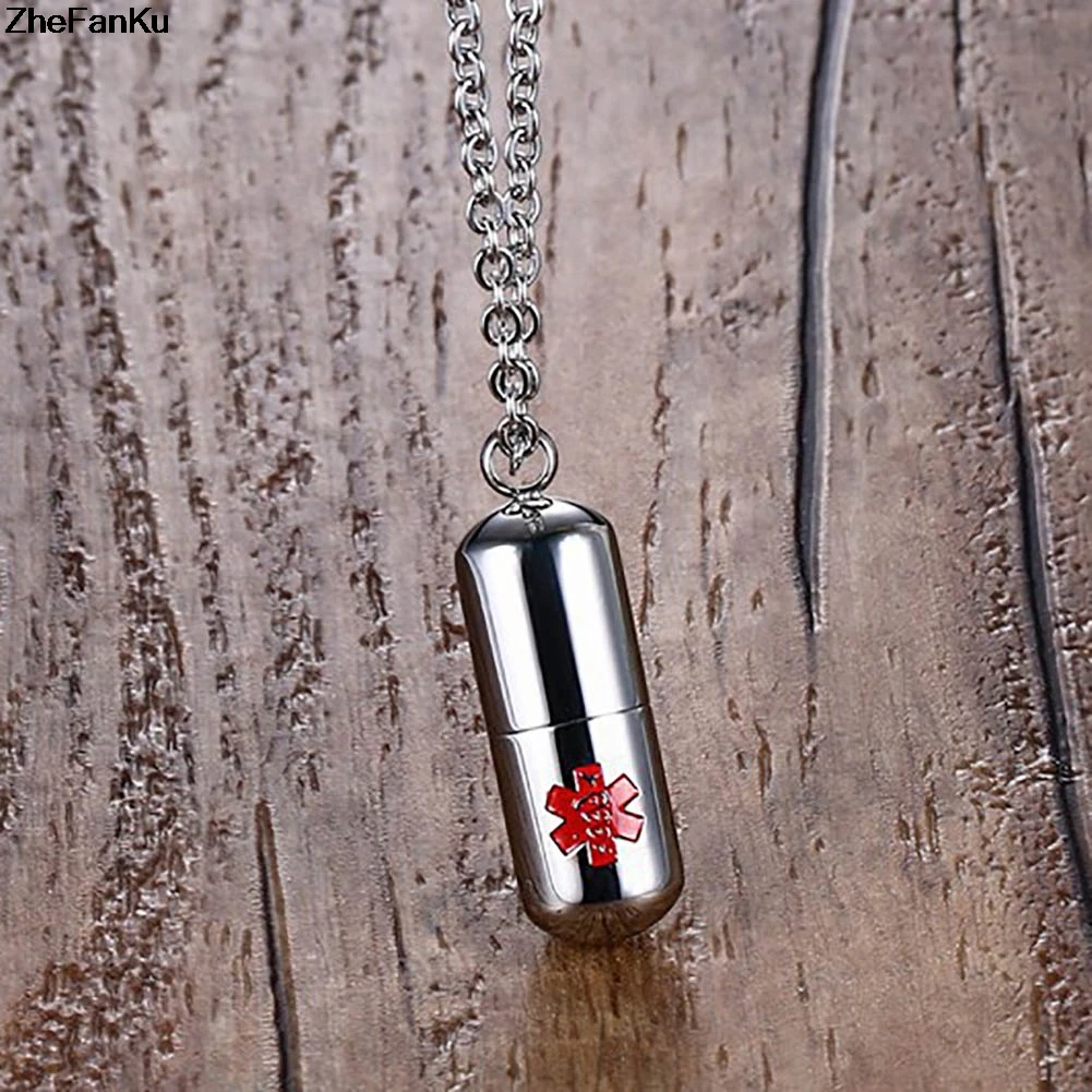 Chokers Necklace Keepsakes Cremation Urn Fashion Jewelry Kolye Mens Necklaces Stainless Steel Open Pills Medical Alert Pendant