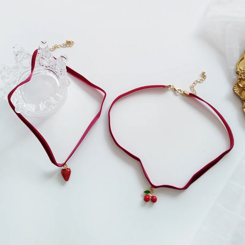 Модная женская одежда аксессуары ожерелья красная вишня Веревка Цепь torques фрукты Клубника ключицы цепи ожерелье для женщин