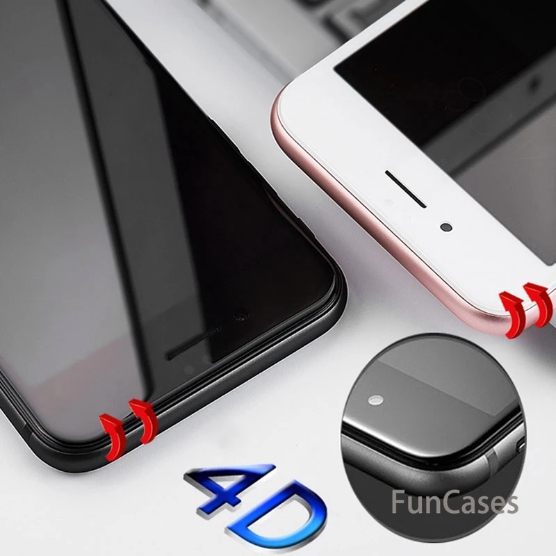 4D 9H закругленные края полное покрытие закаленное стекло для iPhone 7 6 S Plus Премиум